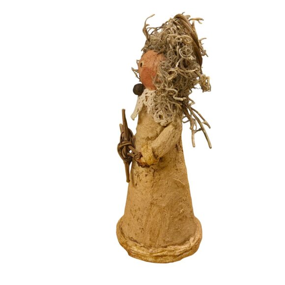 Vintage Angel Figurine 8 Inch Tall Paper Mache Twig Star Prim Home Decor - Picture 14 of 16